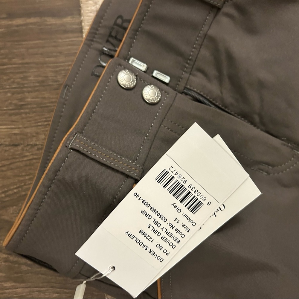 Girls Dover saddlery Riding Breeches with Contrast Knee Patches - Brown - Picture 2 of 4